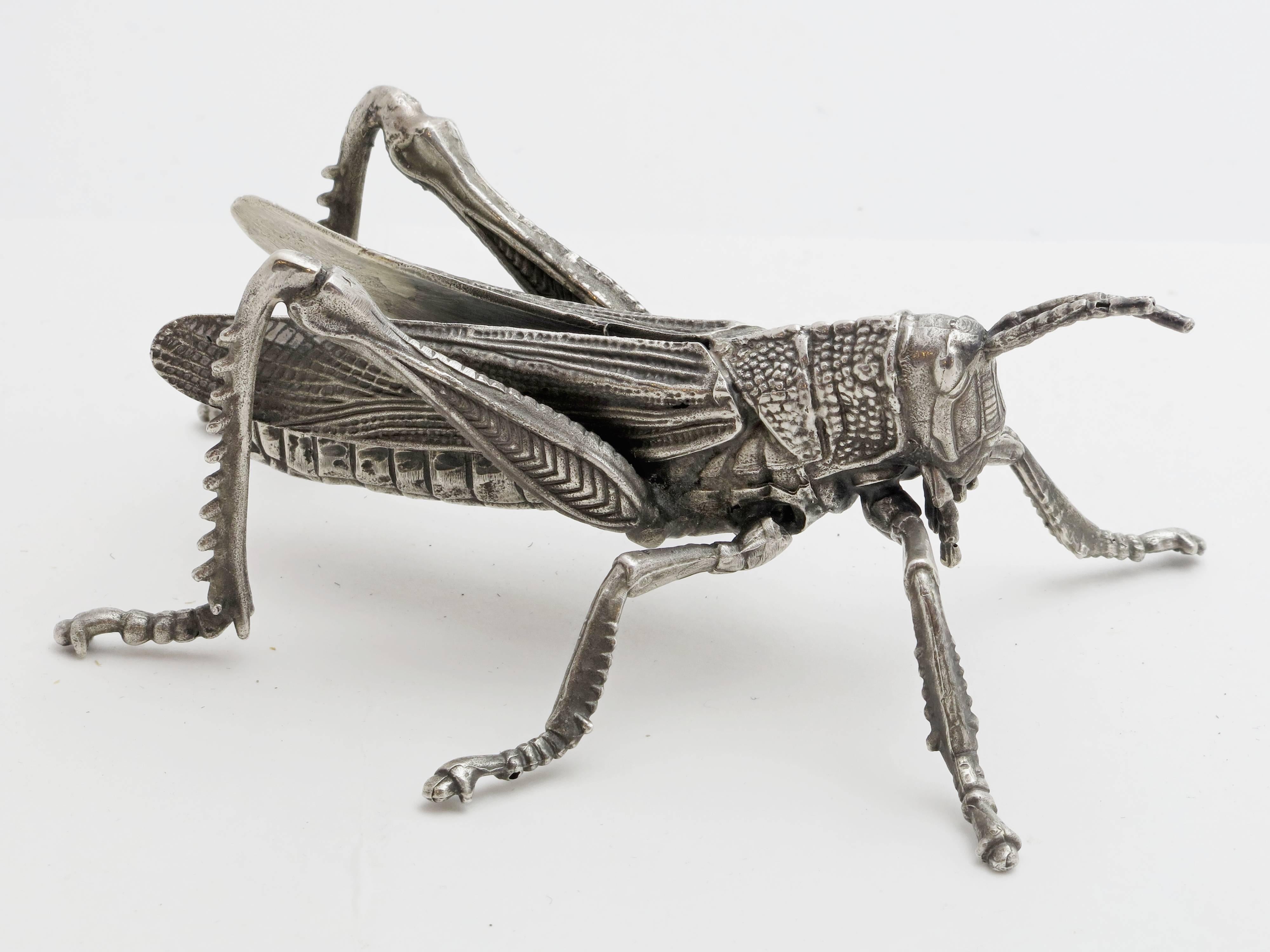 Collection of Silver Bugs Beetle, Mantis and Grass Hopper In Excellent Condition In Austin, TX