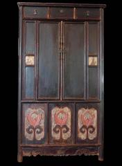 Chinese Lacquer and Painted Cabinet with Dreamstone Insets, Qing Dynasty, 19th c