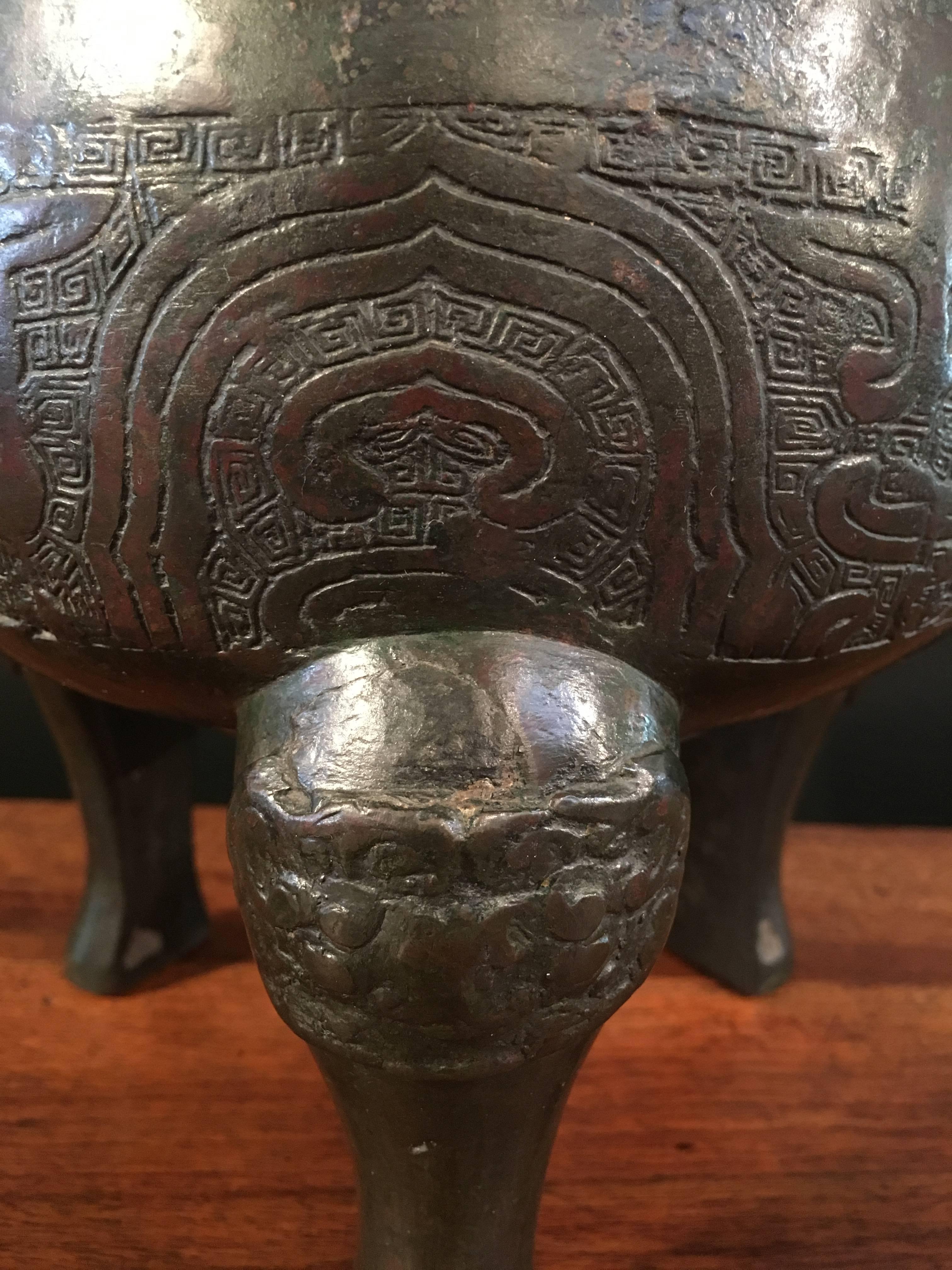 18th Century and Earlier Early Ming Dynasty Archaistic Bronze Ding Vessel
