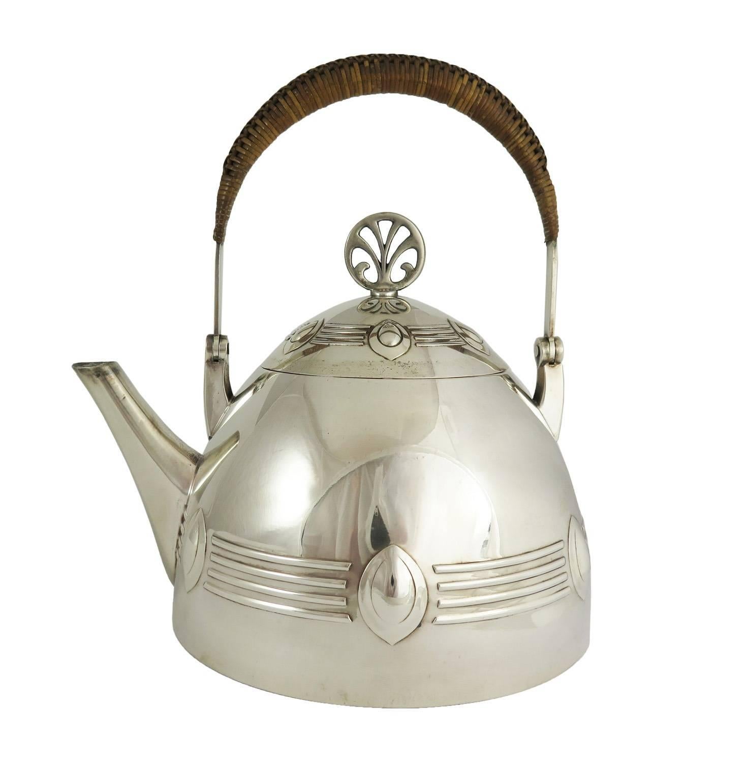 Silbernes Tee- und Kaffeeservice, WMF, Art nouveau, entworfen von Albert Mayer (Handgewebt) im Angebot