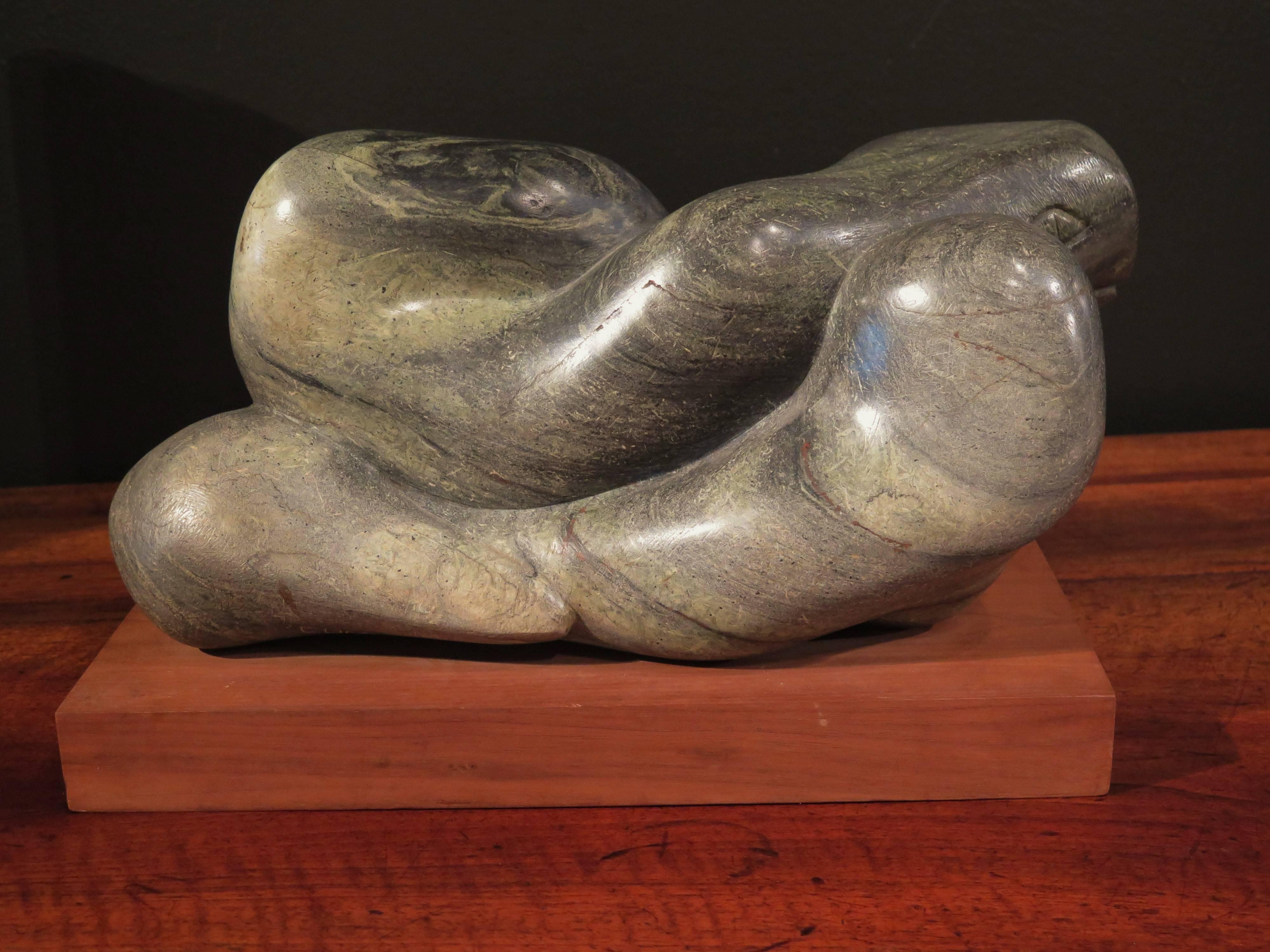 Modern Carved Serpentine Marble Snake Sculpture by Charles Umlauf