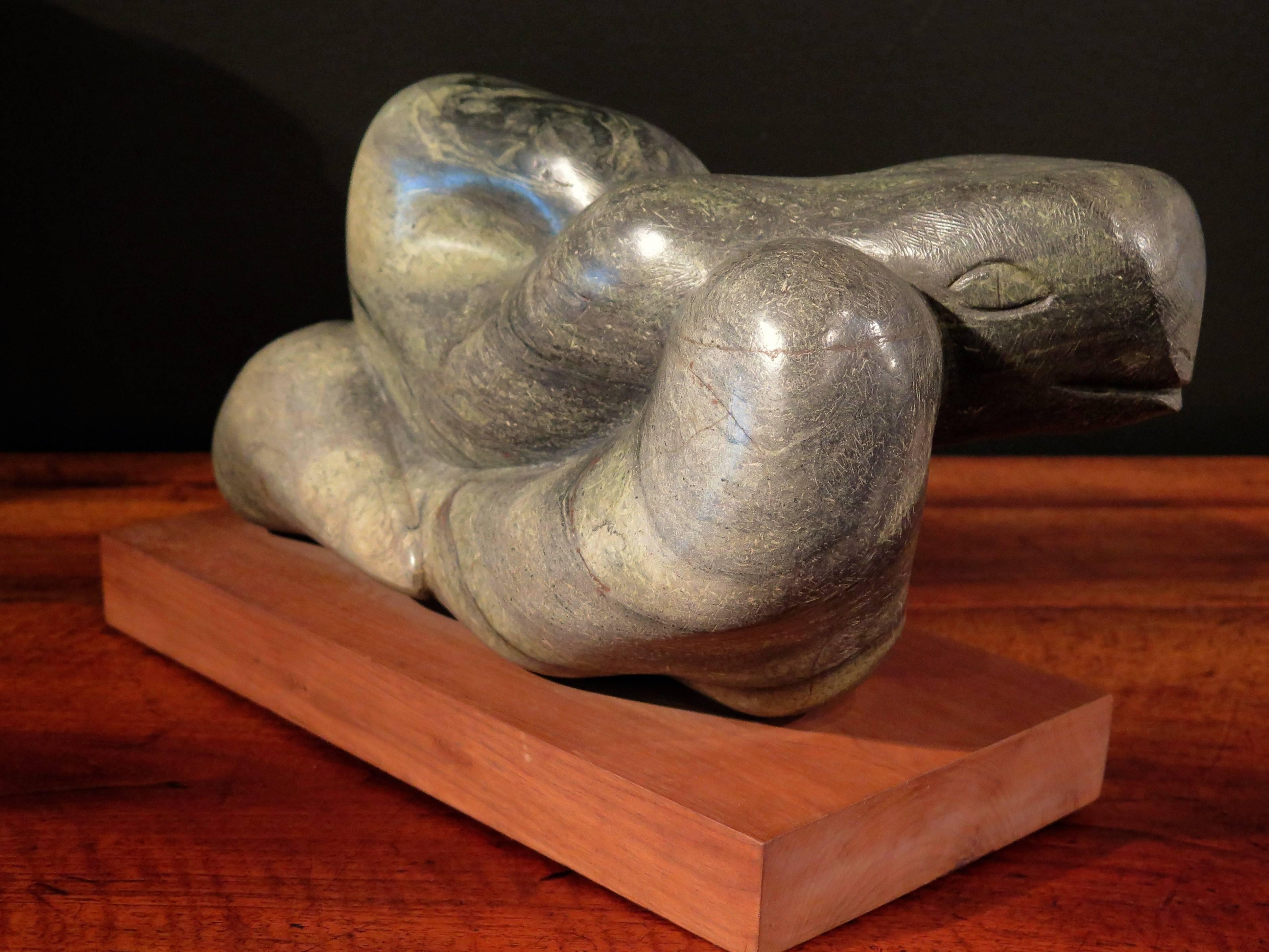American Carved Serpentine Marble Snake Sculpture by Charles Umlauf
