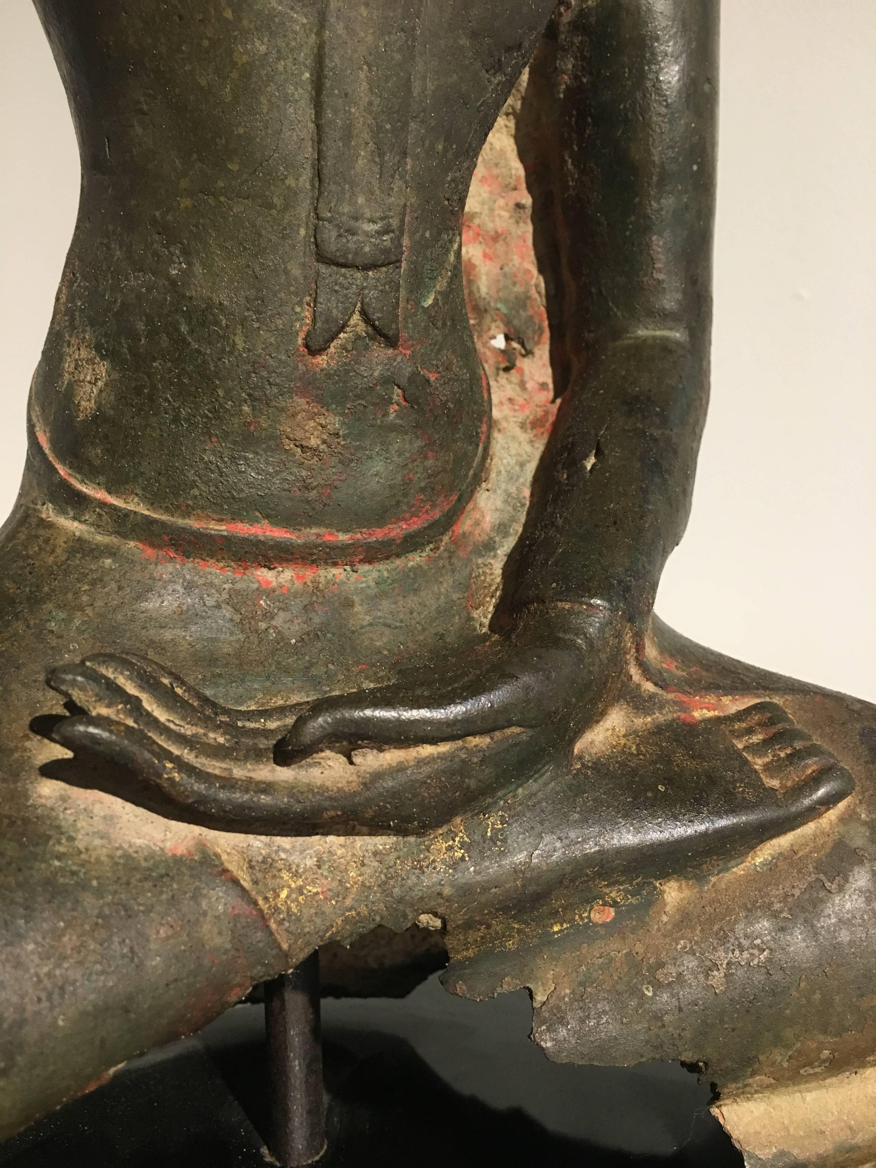 Cast Thai Chiang Saen Period Bronze Seated Buddha