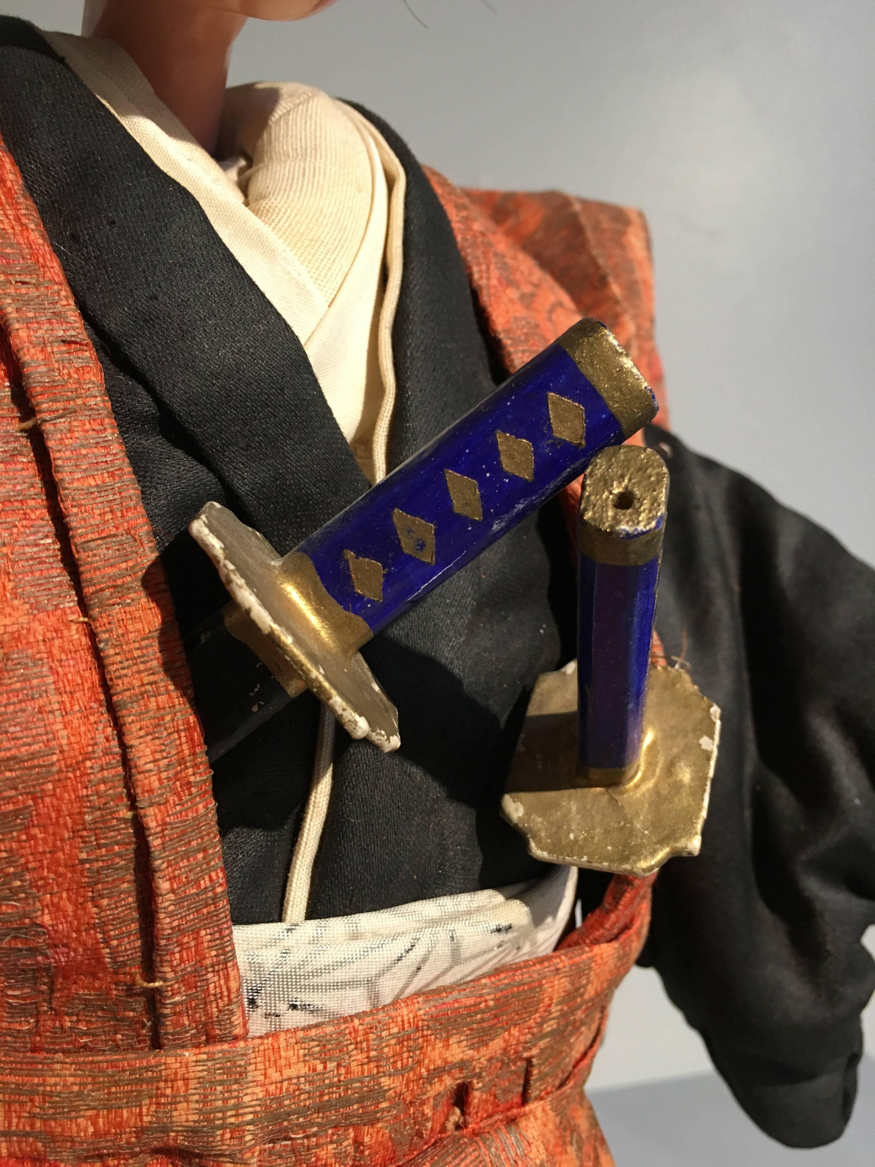 Japanese Bunraku Samurai Puppet, Meiji Period In Good Condition In Austin, TX