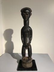 European Market Baule Carved Standing Male Figure, French Colonial Period