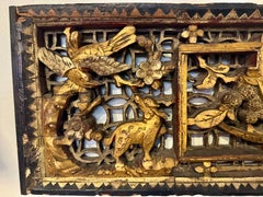 Chinese Giltwood Horizontal Panel, Carved Auspicious Wedding Frieze, Circa 1900