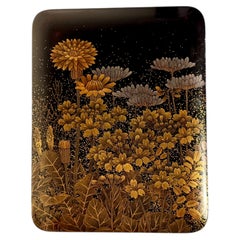 Japanese Rinpa School Lacquer Box with Autumn Flowers, Tebako, Edo Period
