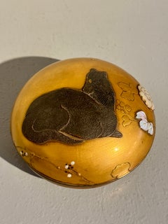 After Ogata Korin, Japanese Gold Lacquer Round Box, Meiji Period