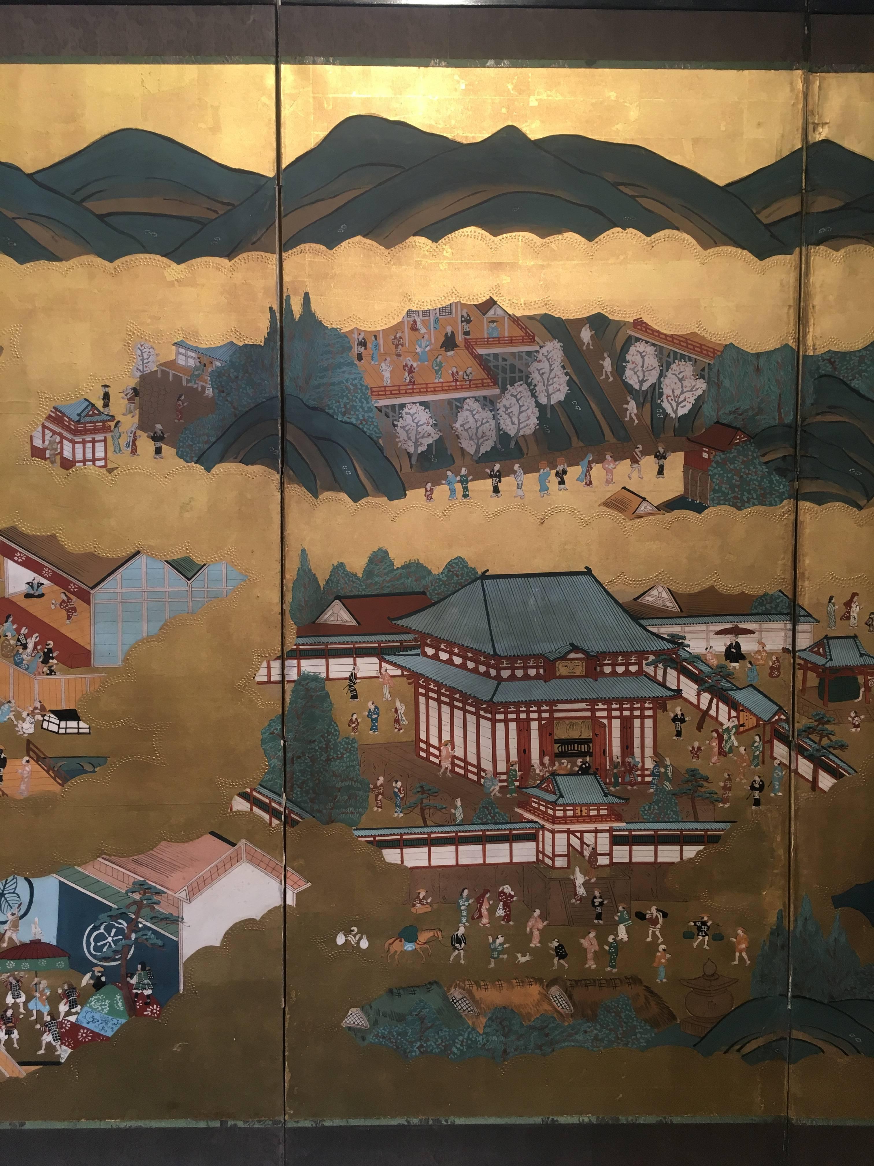 Paper Japanese Edo Period six Panel Screen 
