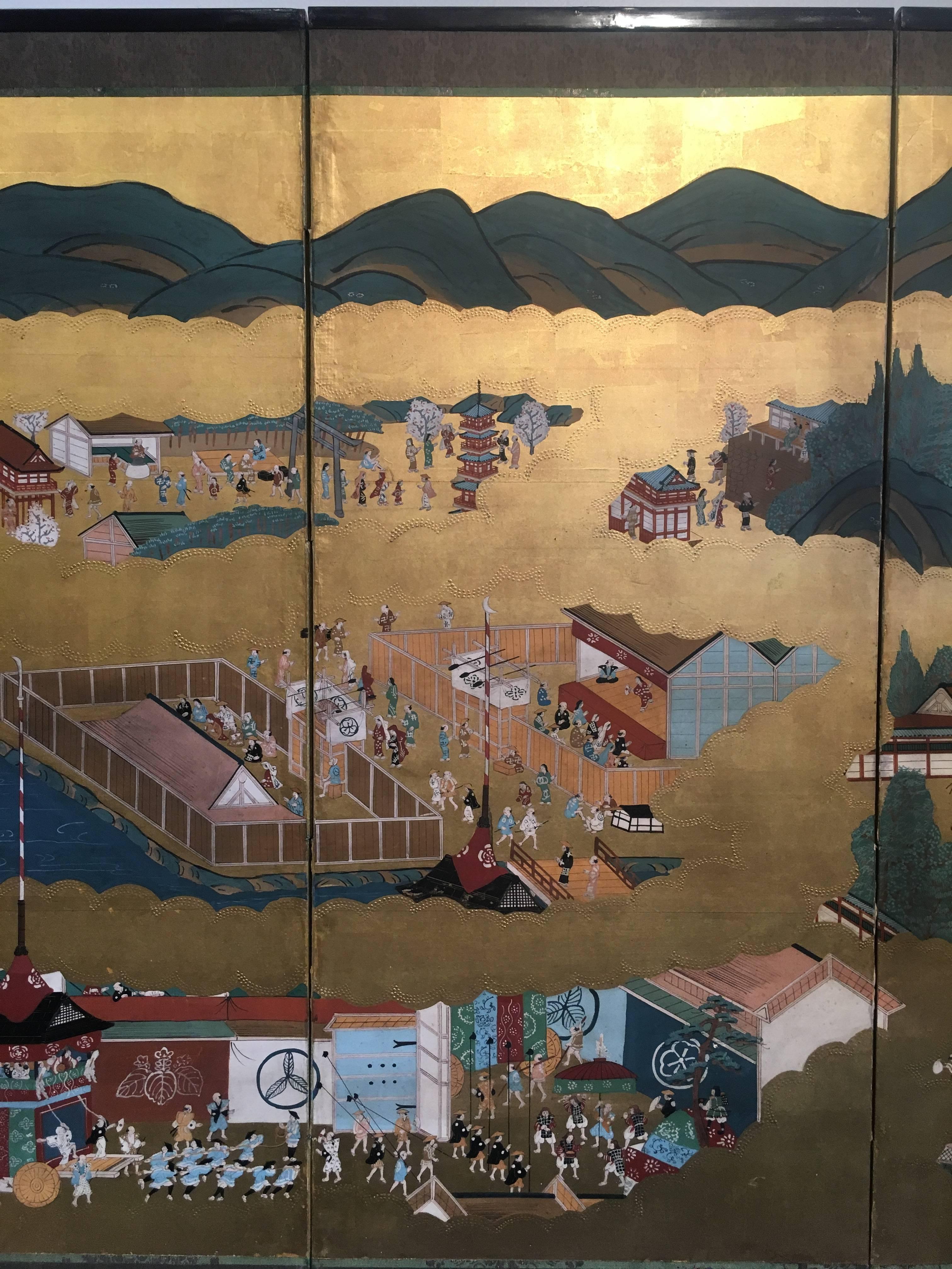 Early 19th Century Japanese Edo Period six Panel Screen 