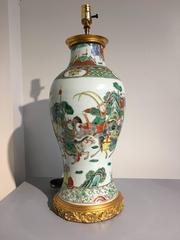 Chinese Famille Verte Porcelain Vase Lamp
