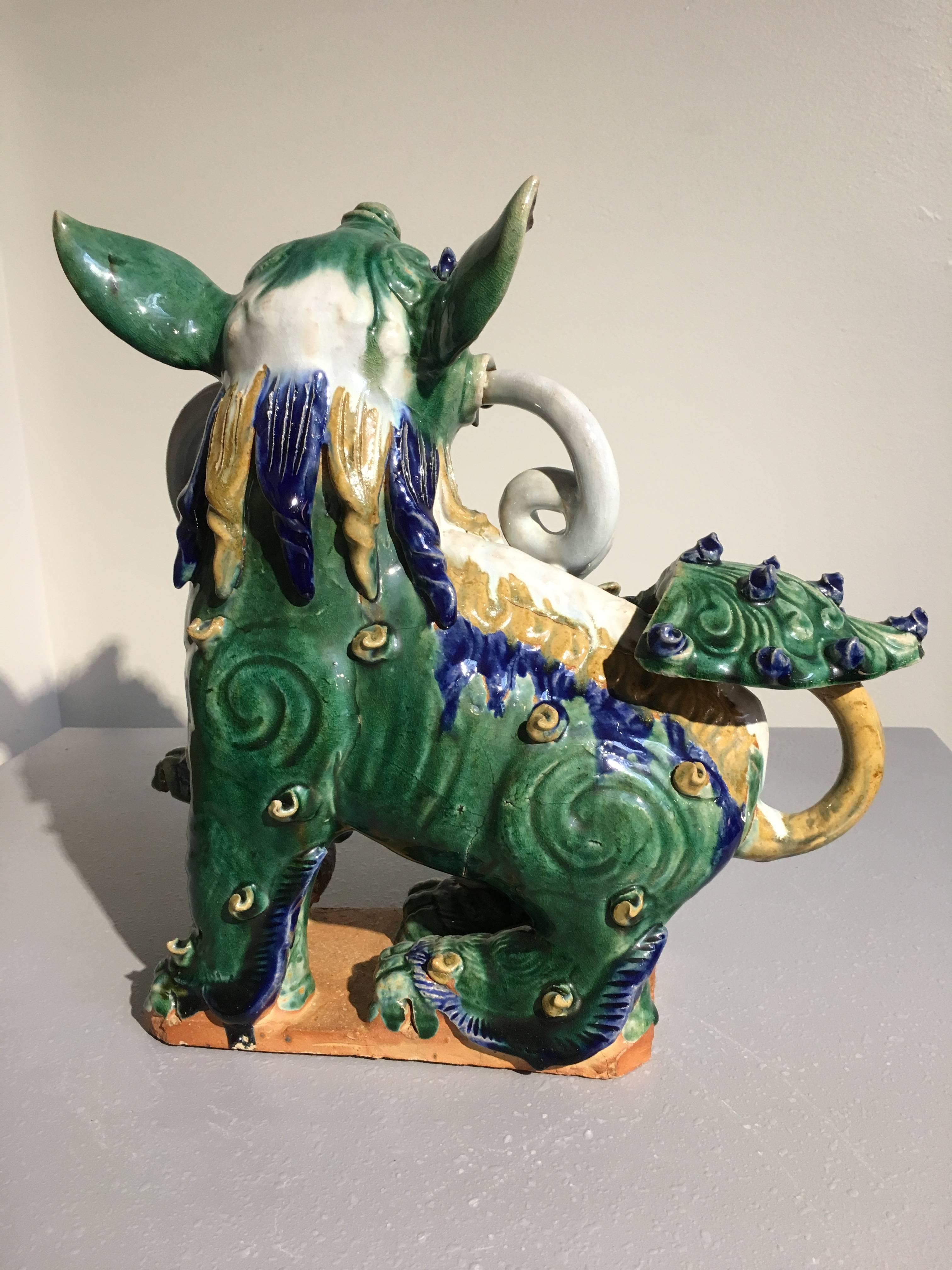 Pair of Chinese Glazed Pottery Foo Dogs 2