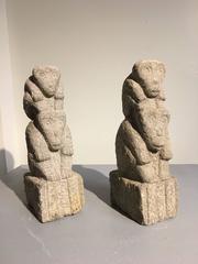 Chinese Carved Stone Monkey Totems