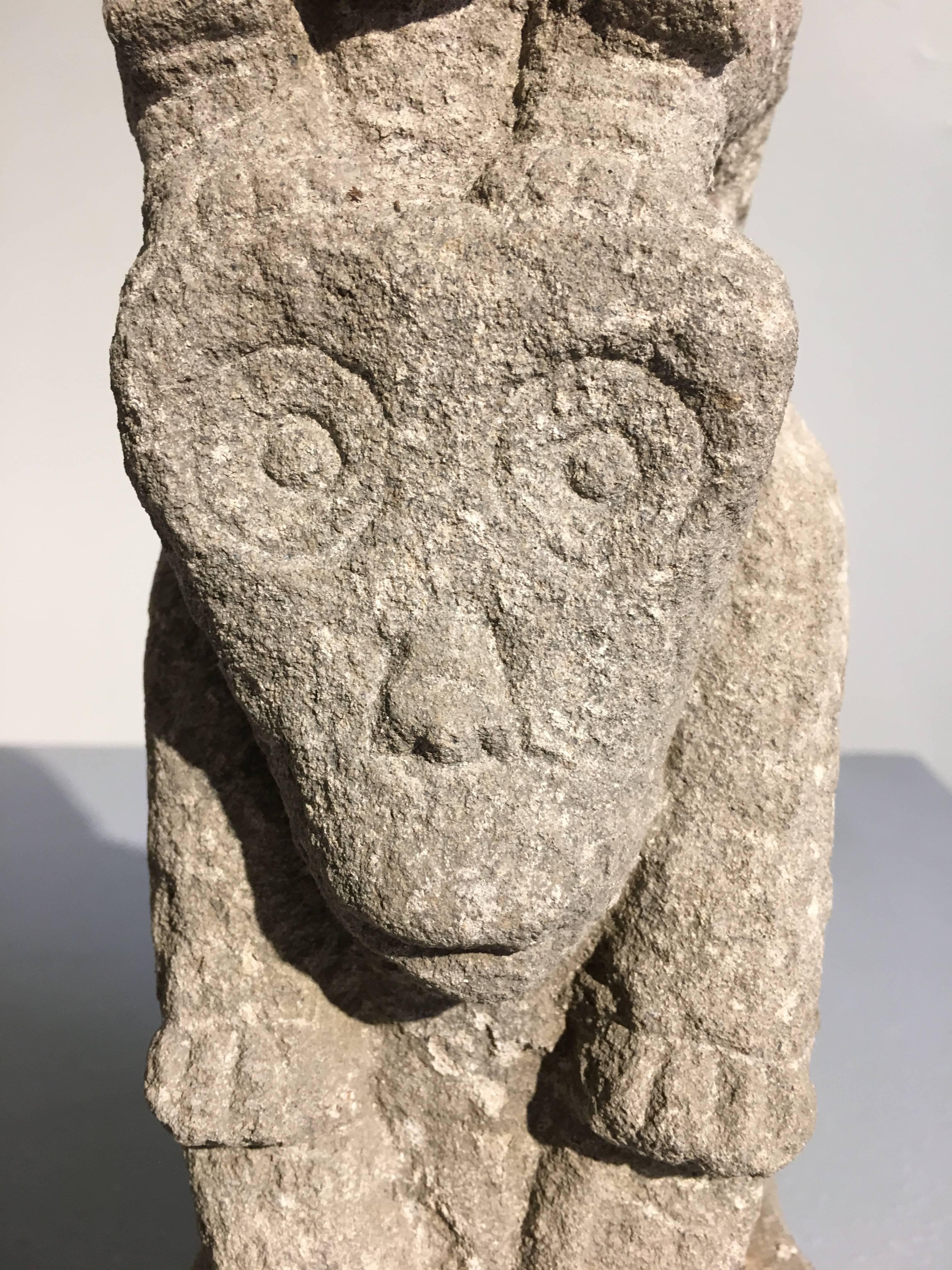 Sandstone Chinese Carved Stone Monkey Totems