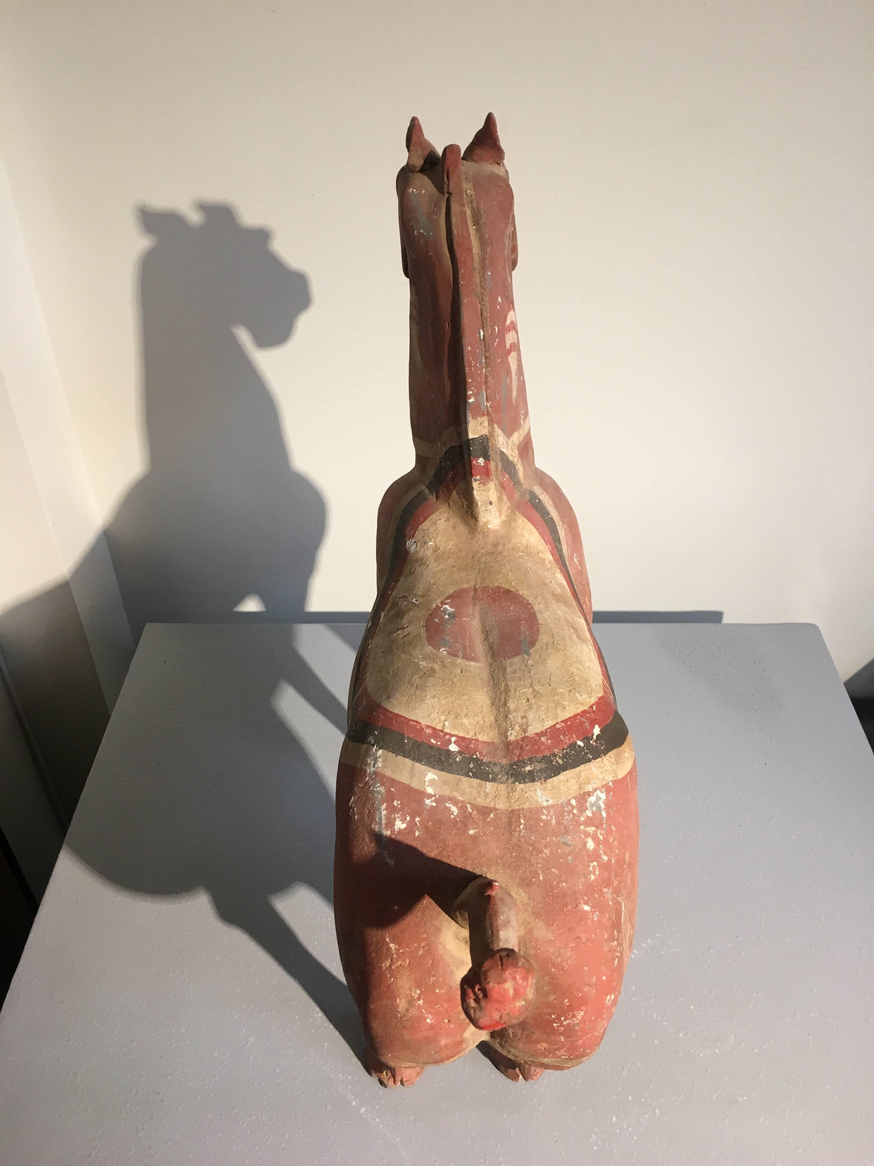 Chinese Large Han Dynasty Painted Pottery Model of a Horse