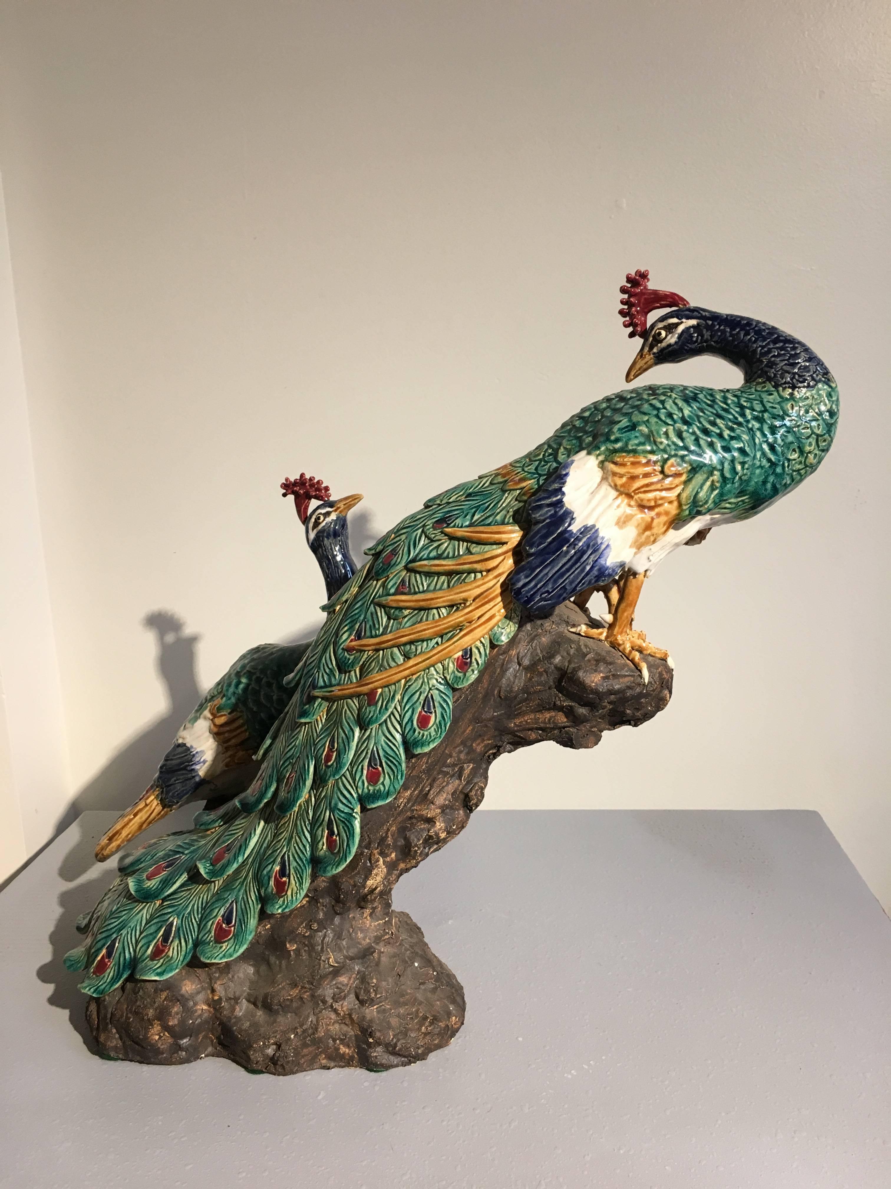 large peacock statue