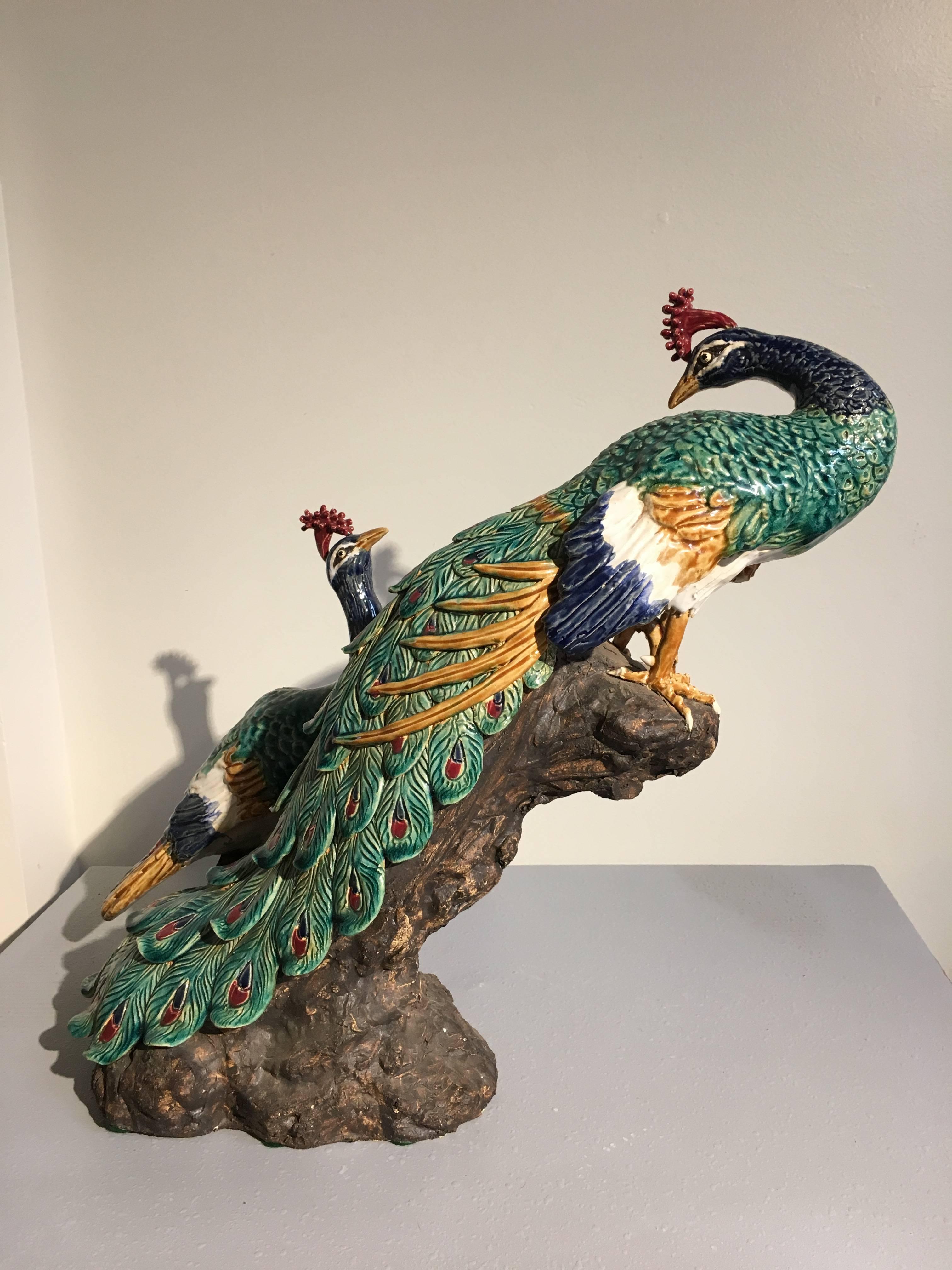large peacock statue