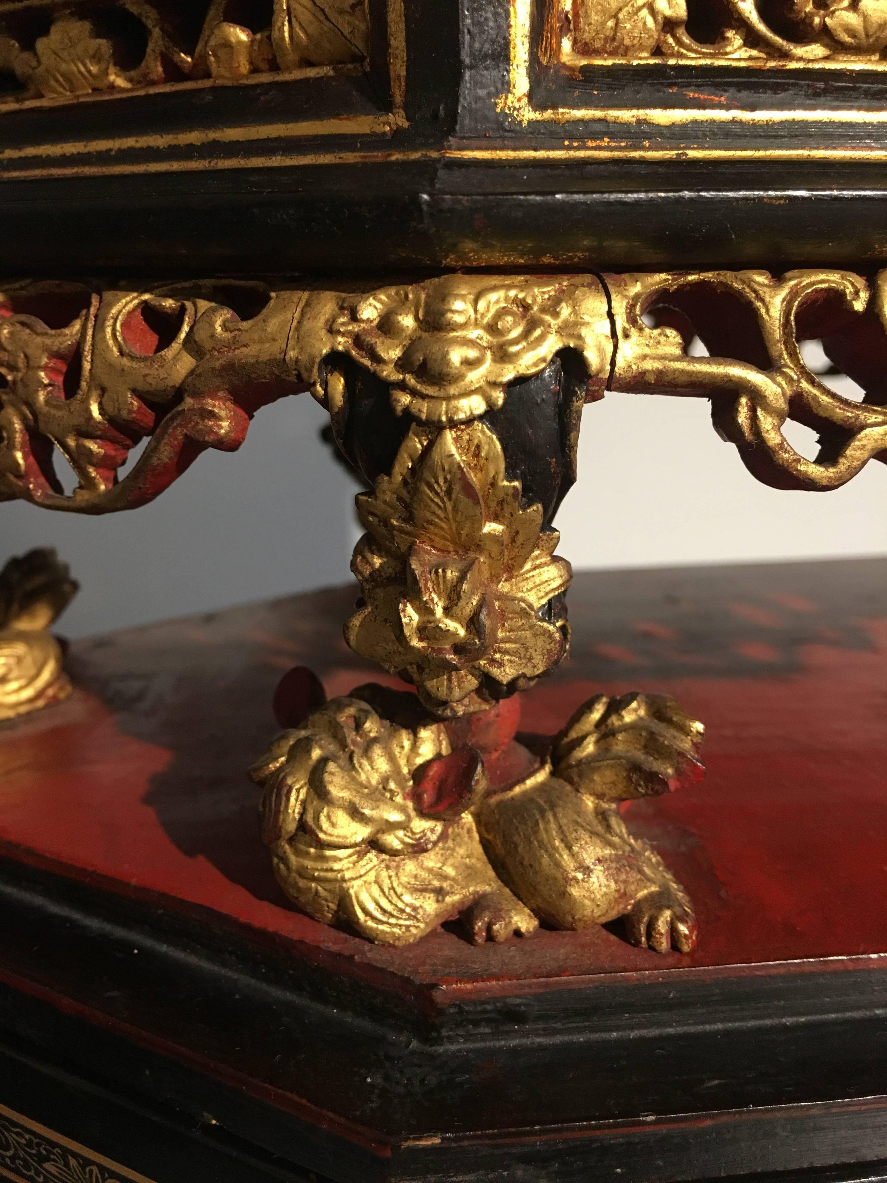 Straits Chinese Lacquer and Gilt Painted Altar Offering Box 1