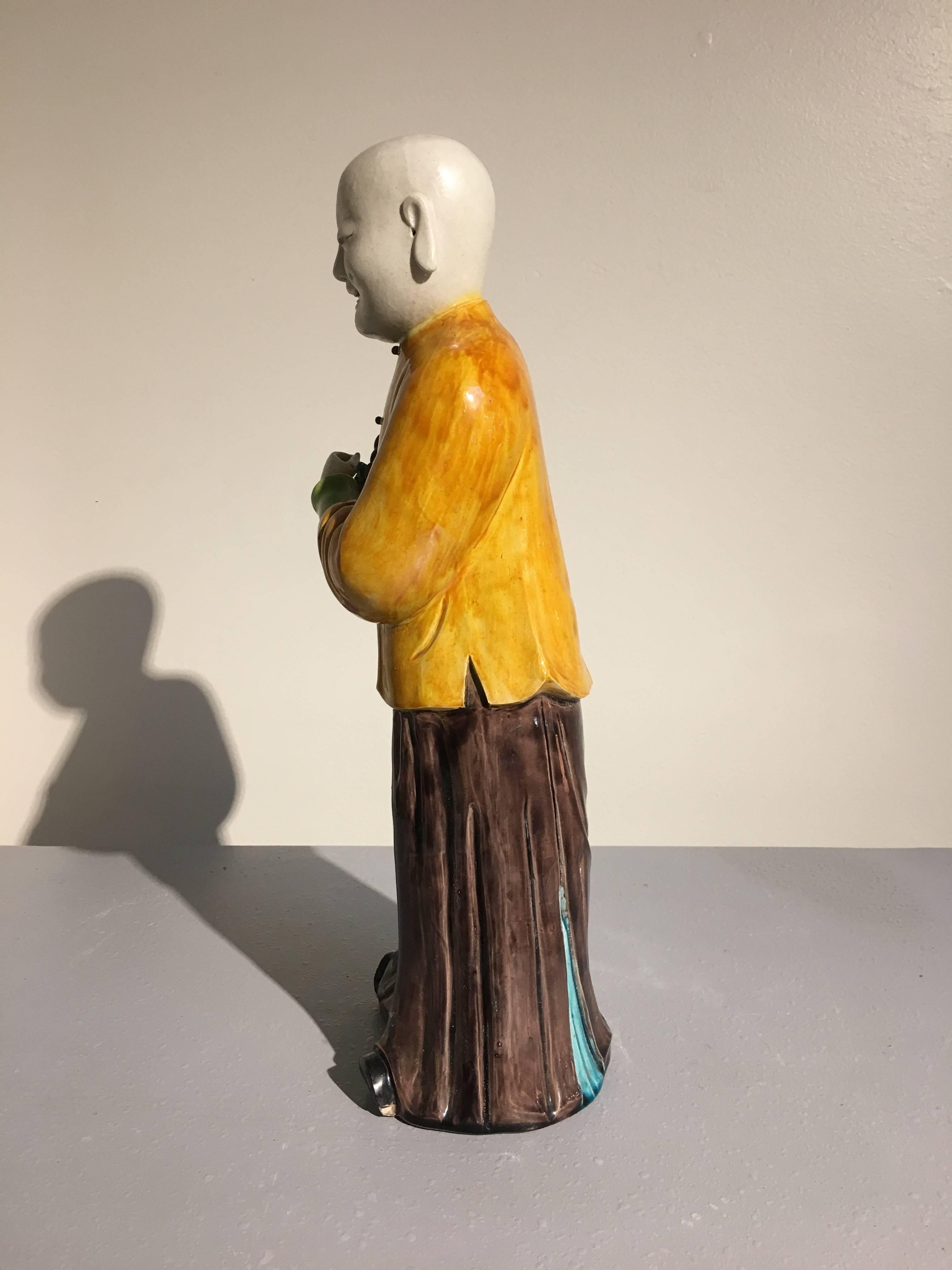 20th Century Chinese Republic Period Glazed Biscuit Model of a Boy