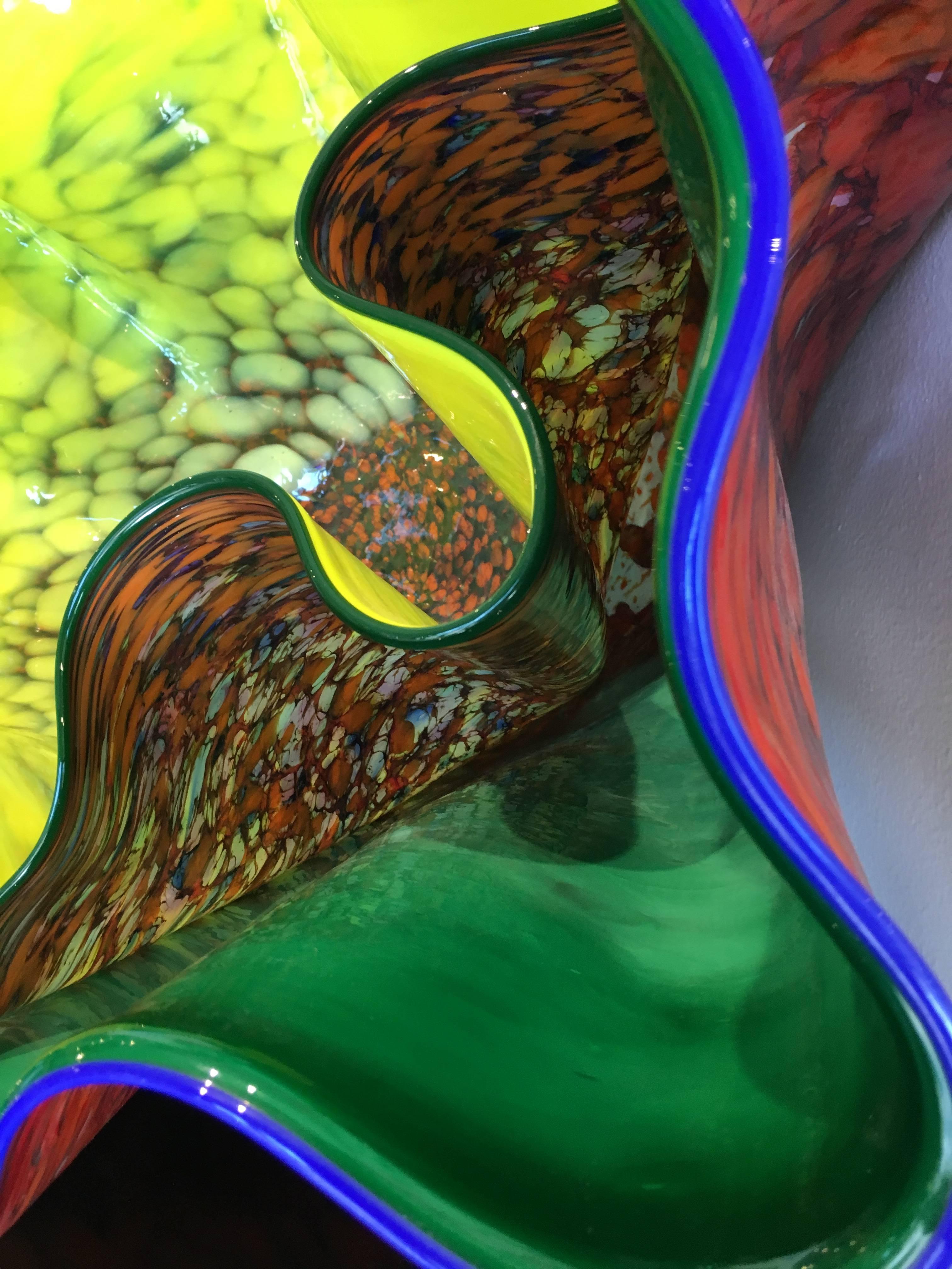 Emerald and Linden Yellow Macchia Pair by Dale Chihuly In Excellent Condition In Austin, TX