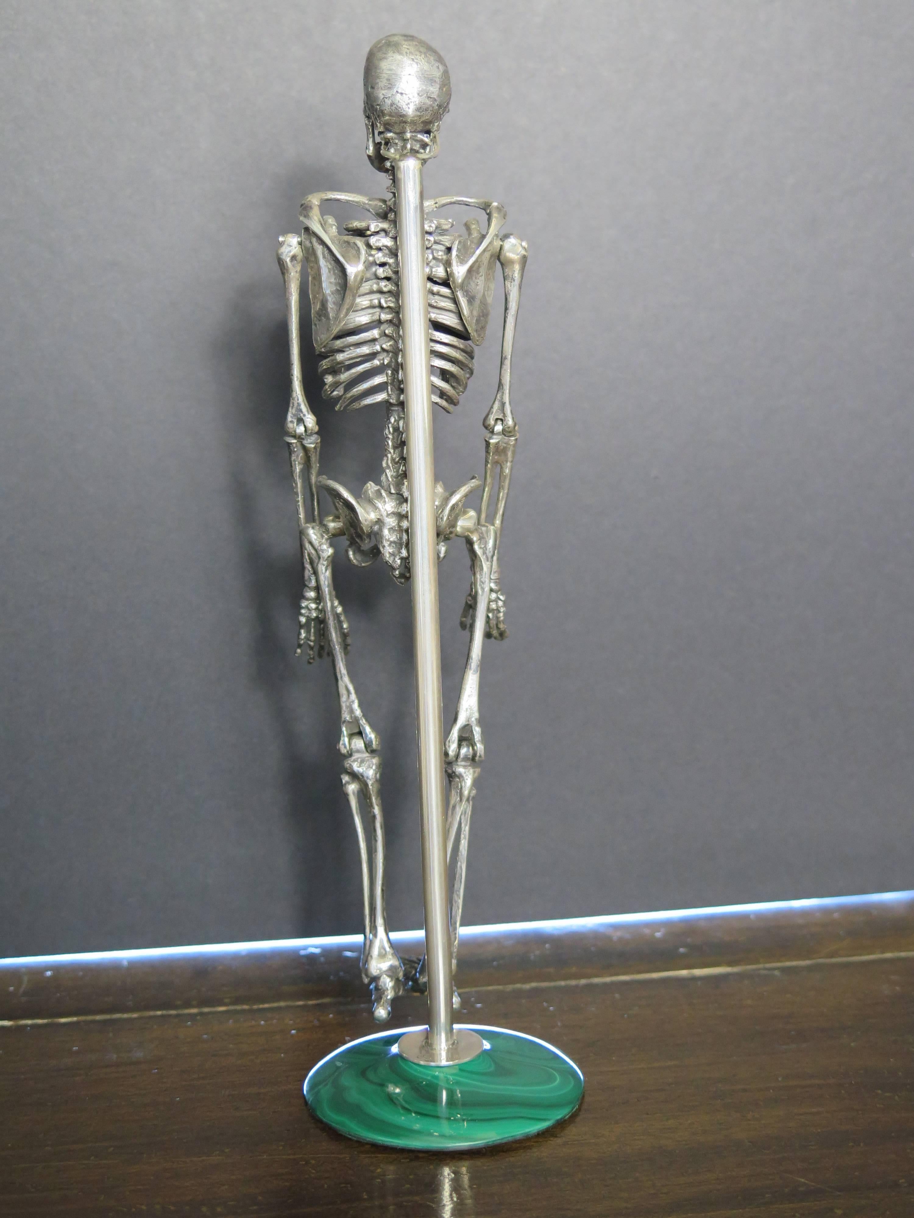 20th Century Whimsical Articulated Sterling Silver Model of a Skeleton