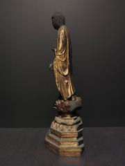 19th Century Edo Period Japanese Gilt Wooden of a Standing Amida Buddha