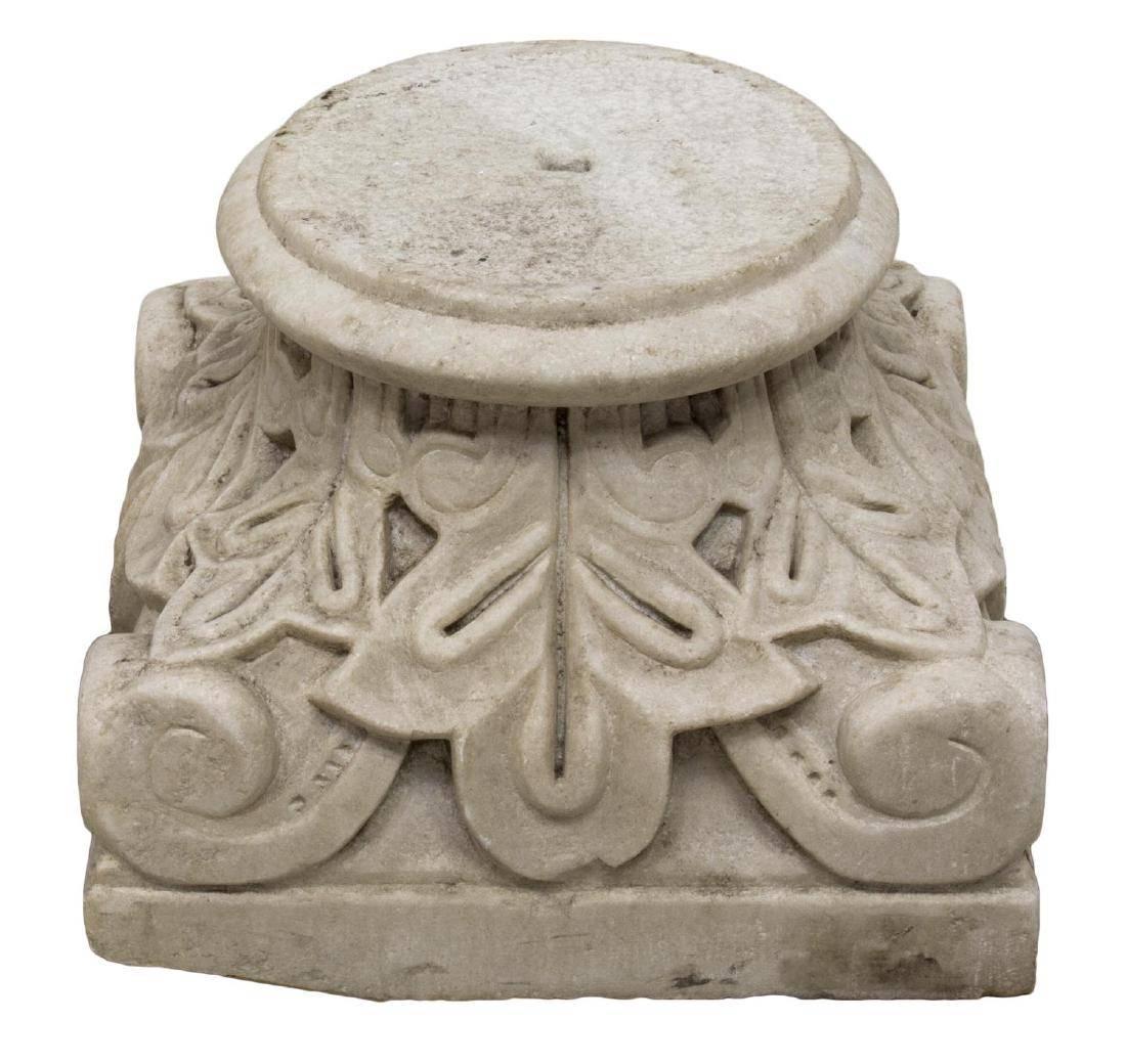 19th Century Italian Carved Marble Column Capital For Sale