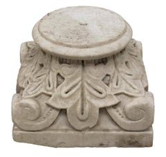 19th Century Italian Carved Marble Column Capital