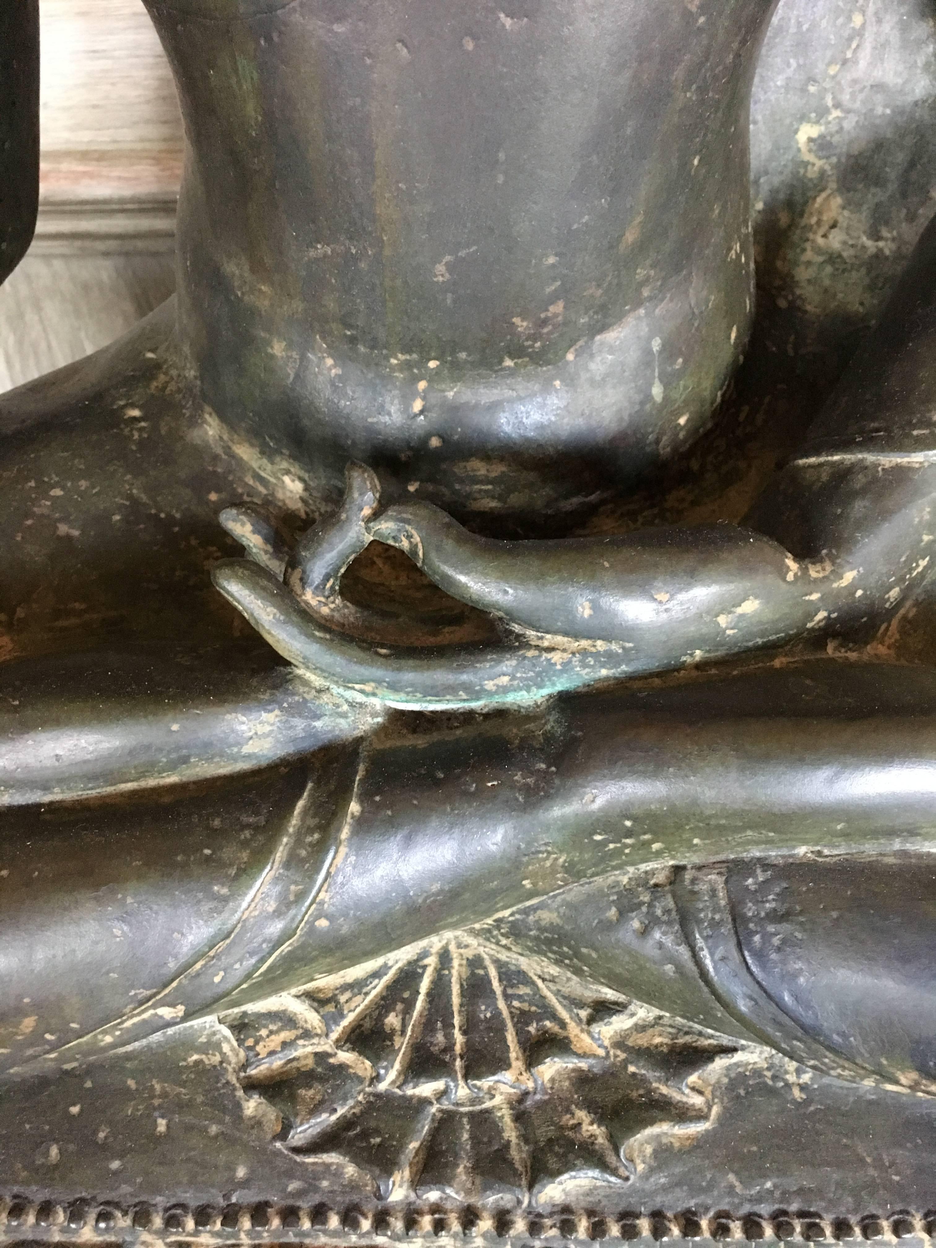 Large Burmese Bronze Medicine Buddha, Pagan Style, Late 19th Century For Sale 2