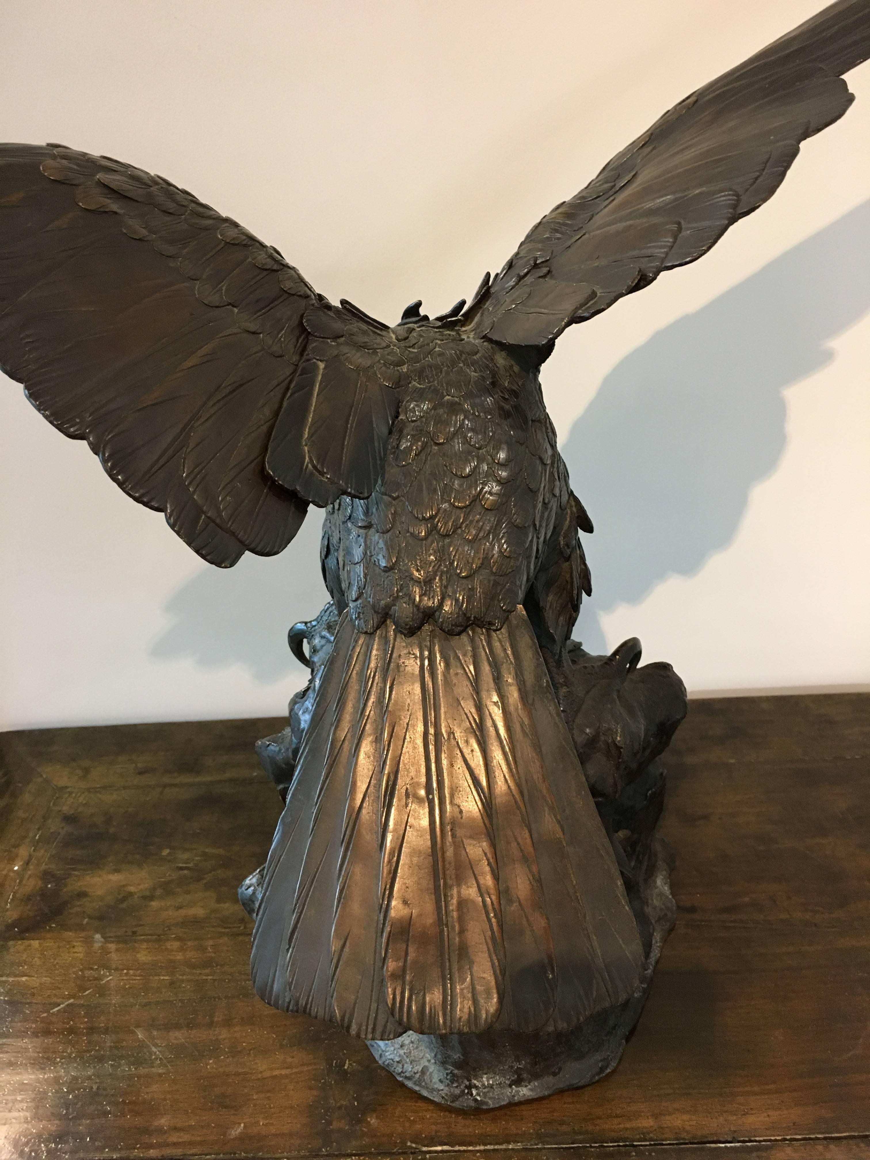 19th Century Large Japanese Meiji Period Bronze Eagle