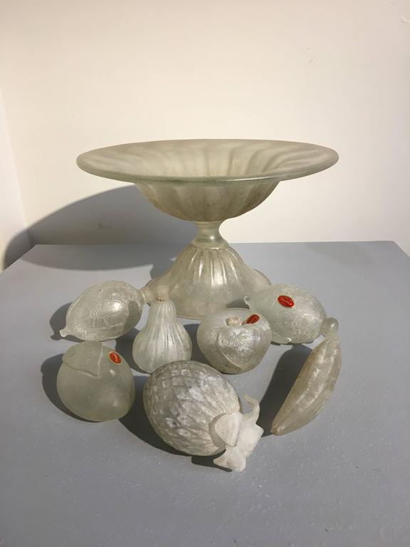 Italian Vintage Murano Glass Fruit Bowl and Assorted Fruit For Sale