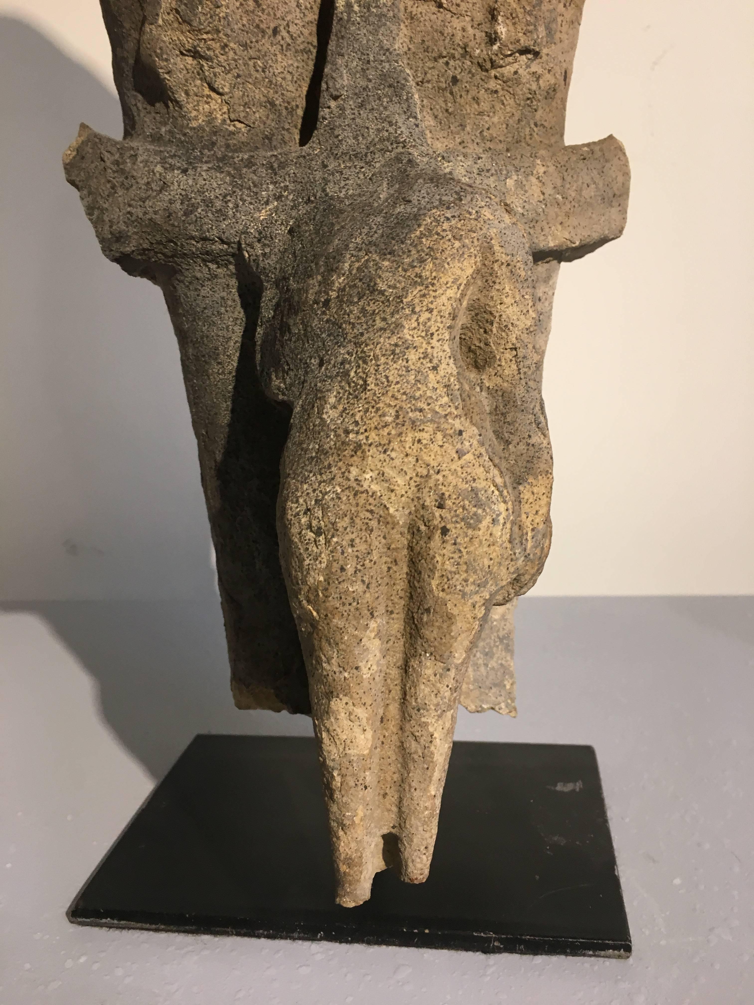 Indian Sandstone Torso of a Male Deity, Medieval Period, 9th-12th Century 3
