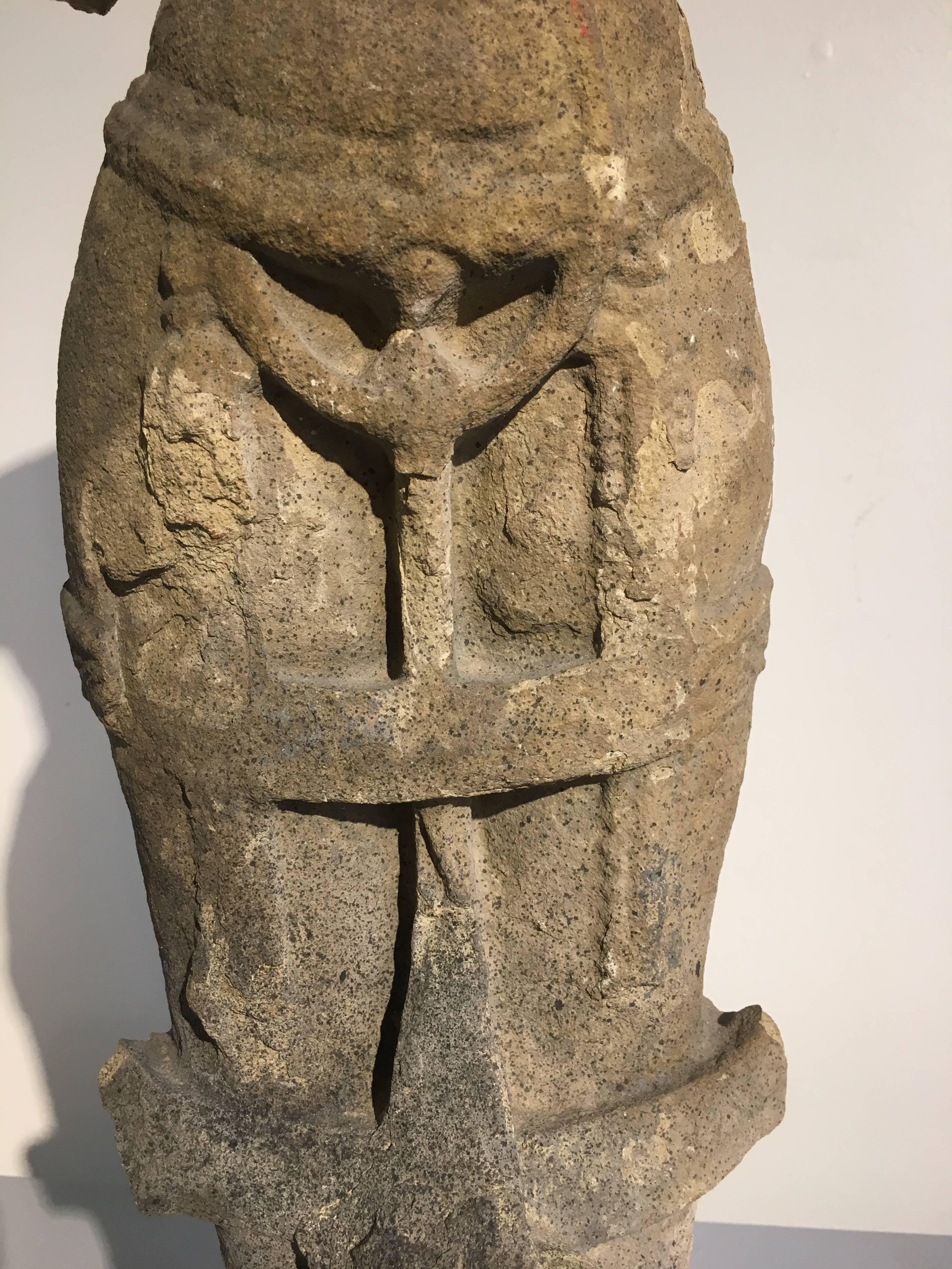 Indian Sandstone Torso of a Male Deity, Medieval Period, 9th-12th Century 2