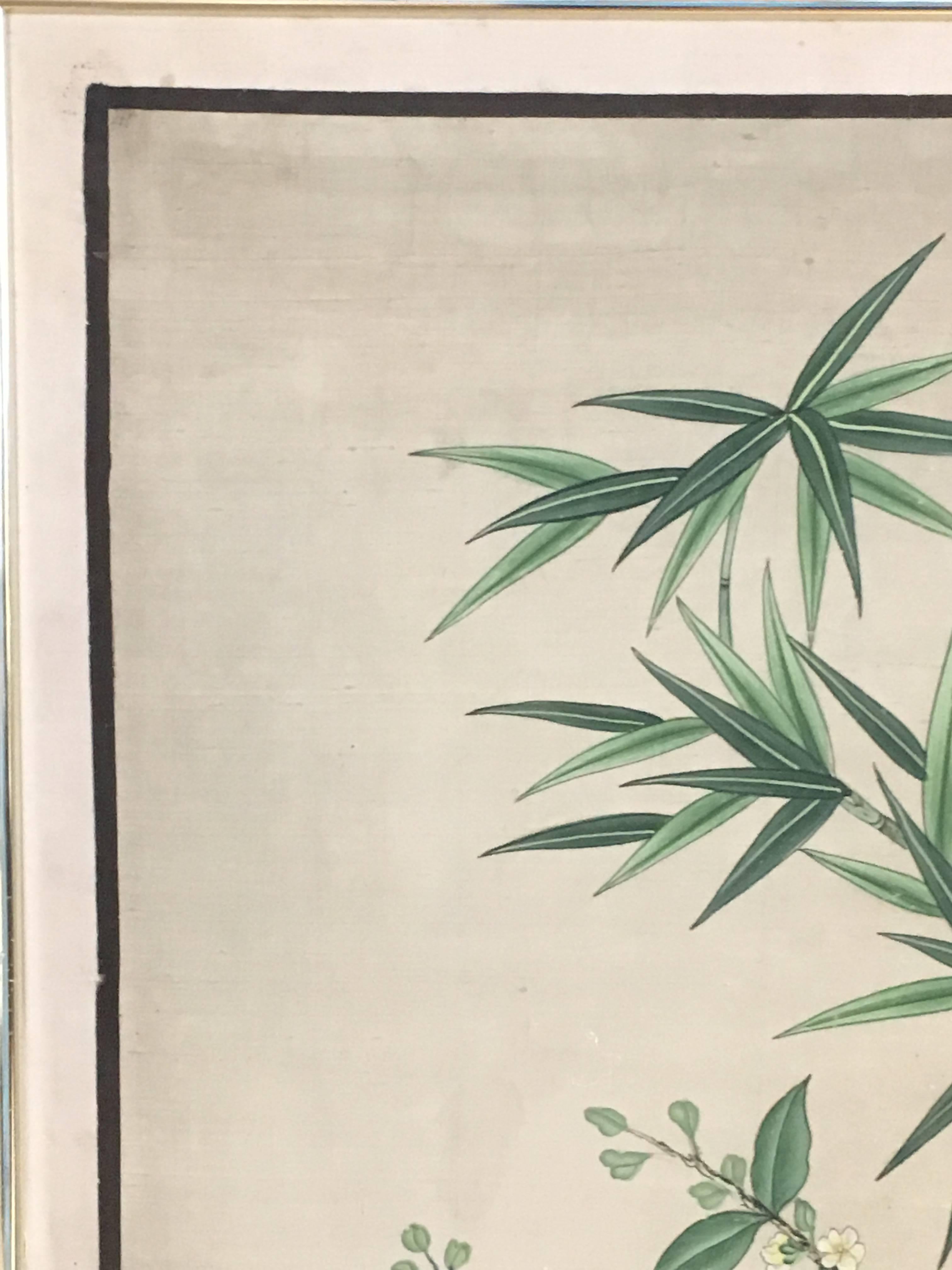 20th Century Chinoiserie Hand-Painted Silk Wallpaper Style Panel