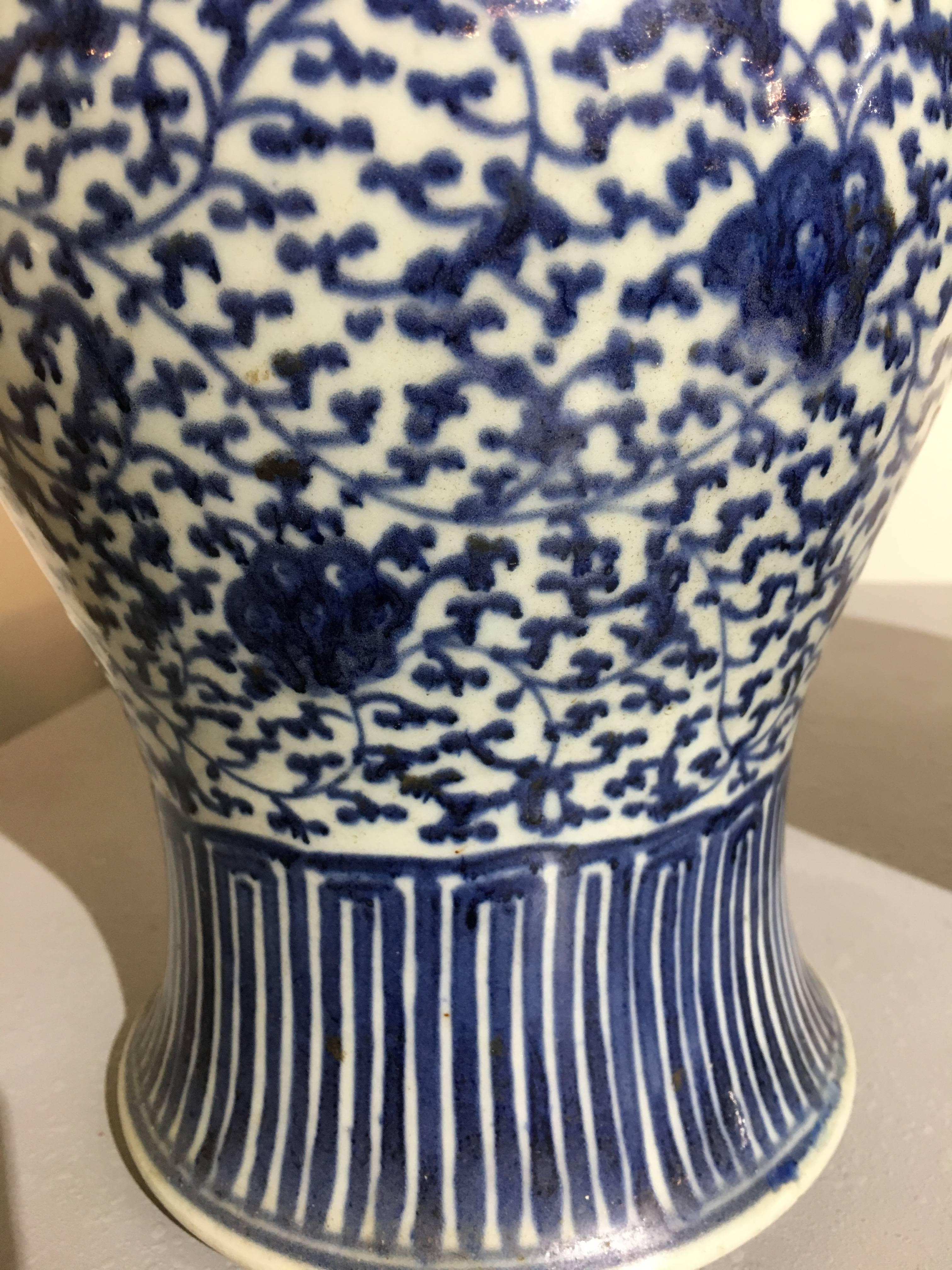 Pair of Early 20th Century Chinese Blue and White Yen Yen Vases 1