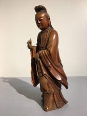 Chinese Carved Boxwood Figure of Guanyin, Mid-Qing Dynasty