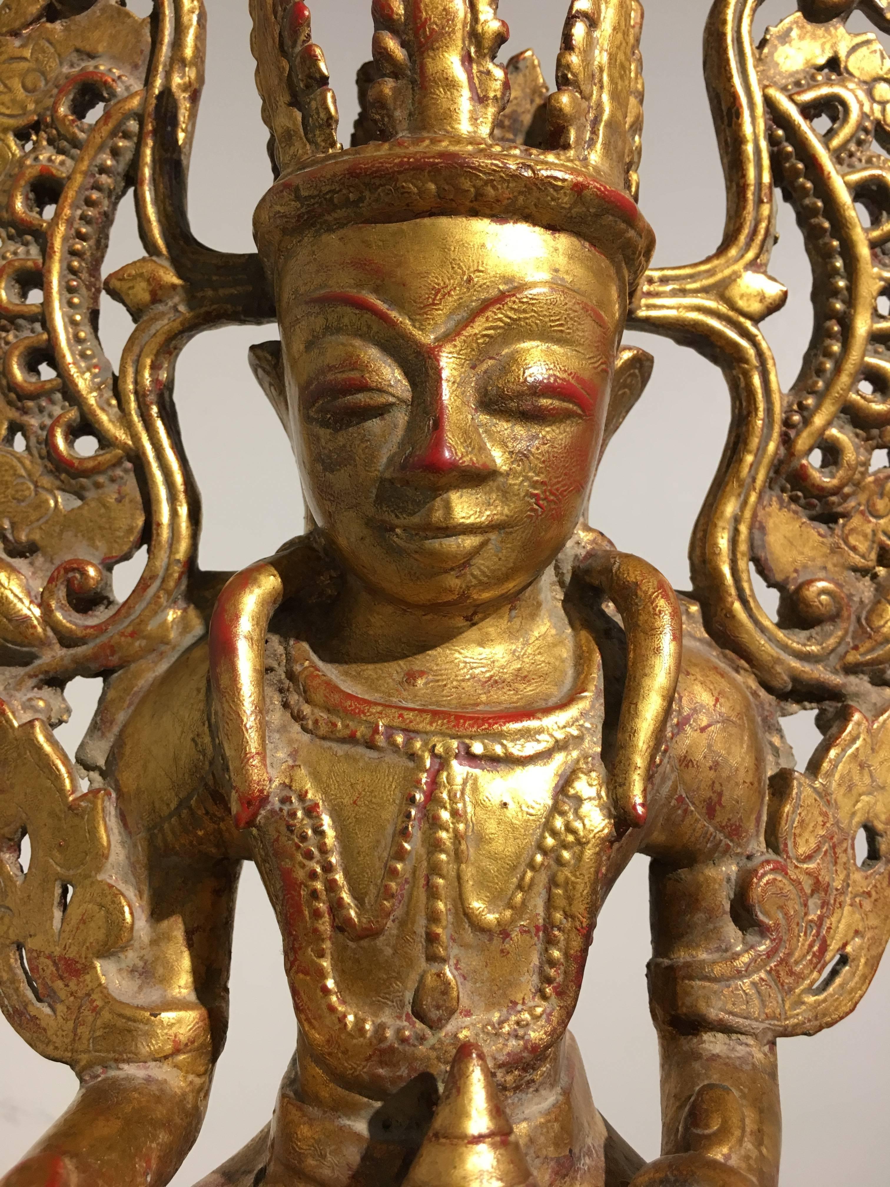 Burmese Arakan Lacquered and Gilt Bronze Healing Buddha, 18th Century For Sale 1