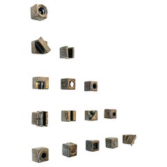 Set of 15 Ceramic Cubes Modern Art Wall Sculpture by Kaiser Suidan