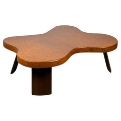 Mesa de centro Amoeba de corcho y caoba Paul T Frankl Modelo 5005 para Johnson Años 50