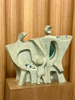 Samuel Cashwan Modernist Figural Sculpture in Terrazzo and Mosaic Glass c. 1940