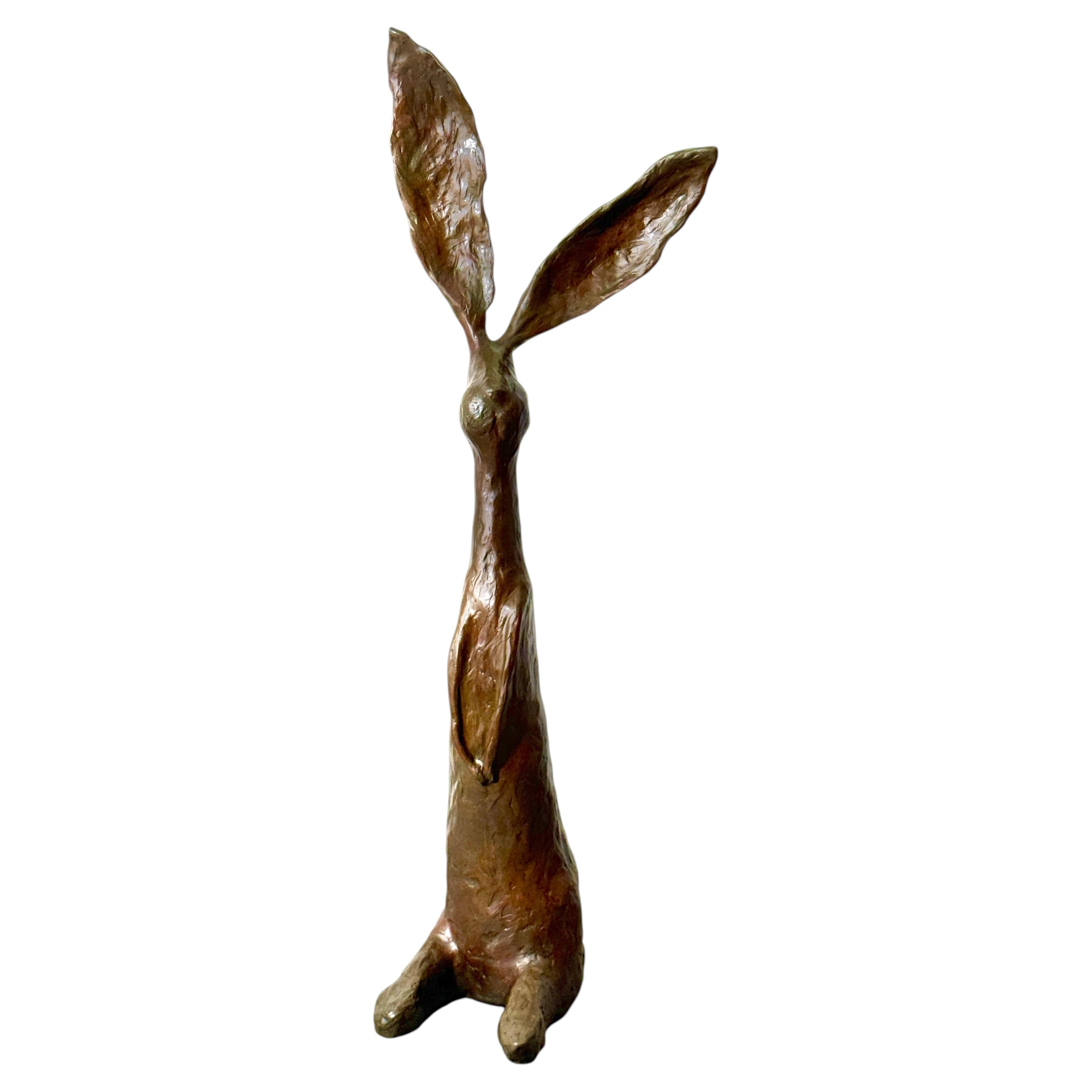 Jim Budish Monumental "Chauncey" Bronze Modern Rabbit Sculpture Signed 64 Inches