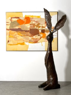 Scultura moderna in bronzo di un coniglio "Chauncey" di Jim Budish, firmata, 64 pollici