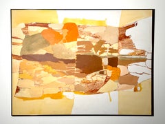 Large Mid Century Organic Abstract Painting in Earth Tones by Joel Durand 1960s