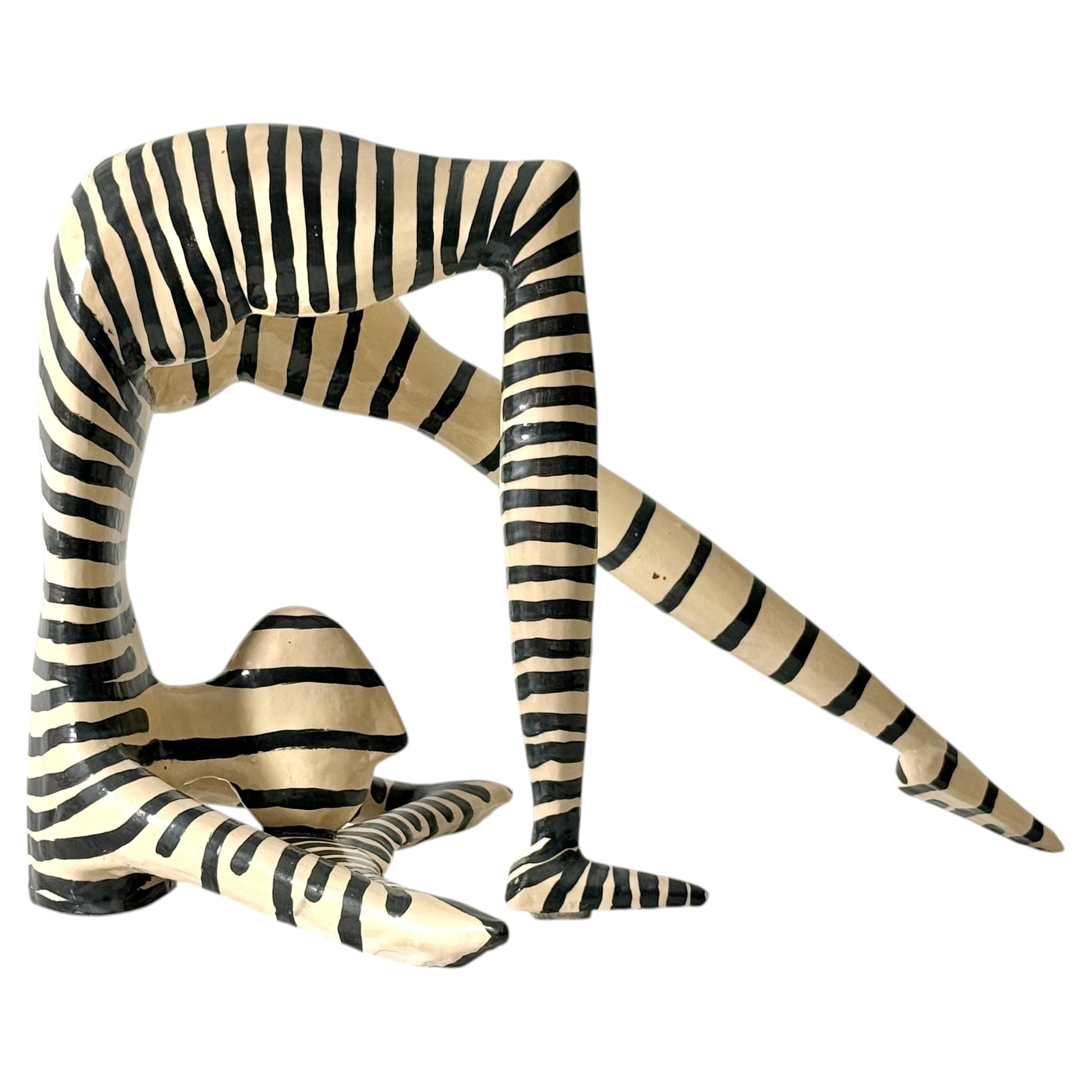 Postmodern Black and White Abstract Figurative Ceramic Sculpture by Jack Charney For Sale