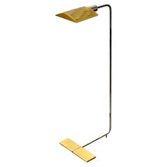 Cedric Hartman Brass and Chrome Adjustable Floor Lamp with Rare Reflector