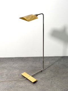 Cedric Hartman Brass and Chrome Adjustable Floor Lamp with Rare Reflector