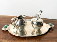 Set da tavola in argento placcato messicano di Emilia Castillo: lattiera, zuccheriera e vassoio