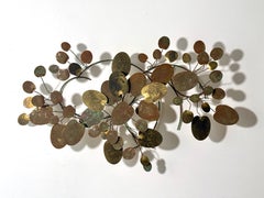 Curtis Jere Patinated Brass Lily Pad Abstract Wall Hanging Sculpture Signed 1977