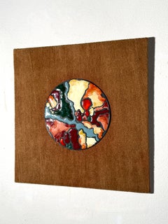 1970s Modernist Abstract Enamel on Copper and Textile Wall Hanging Sculpture