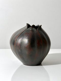 20th Century Japanese Bronze Lotus or Tulip Vase Asymmetrical Form